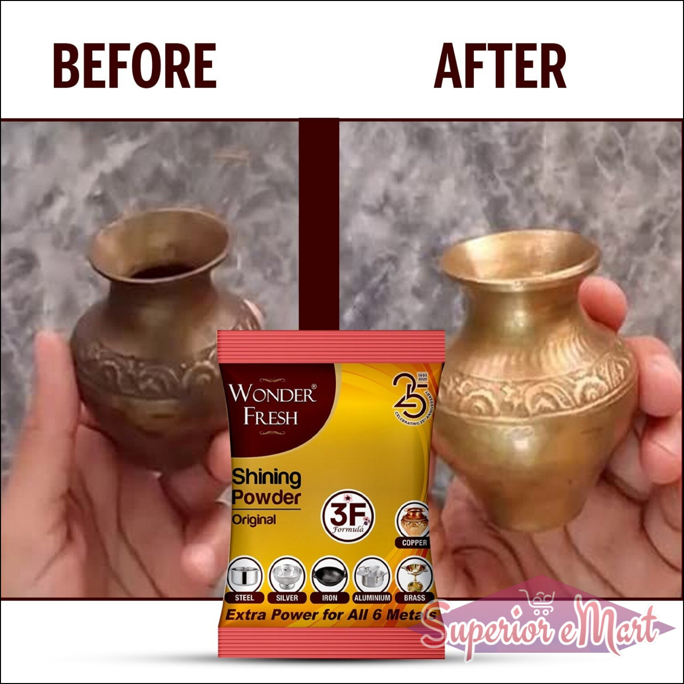 Powder for Cleans And Polishes Copper Brass Silver Aluminum Iron And Steel (200 Gm) - Superior eMart