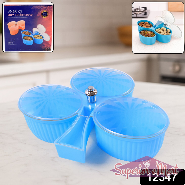 Premium 3-compartment Revolving Dry Fruit Box (1 Pc)