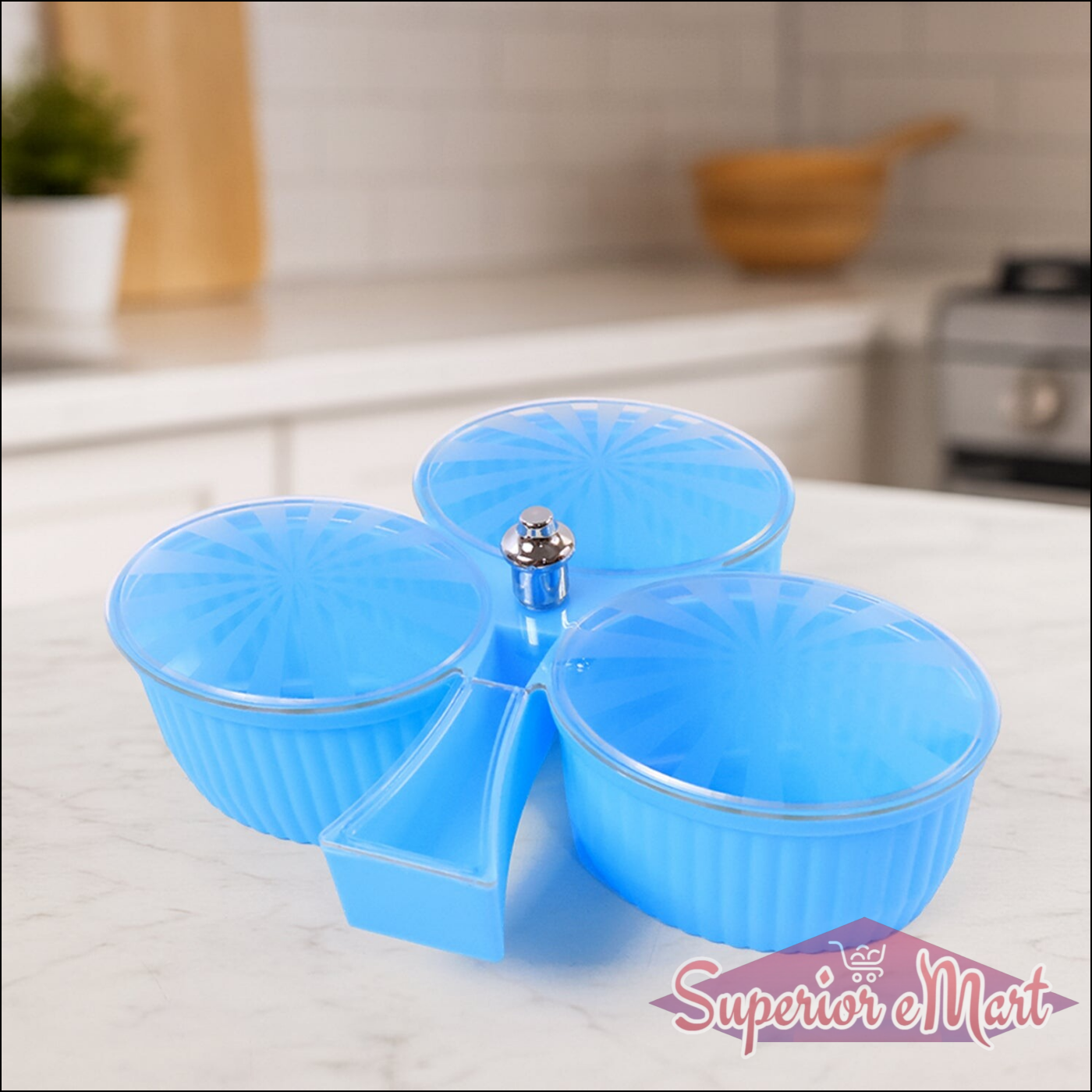 Premium 3-compartment Revolving Dry Fruit Box (1 Pc)