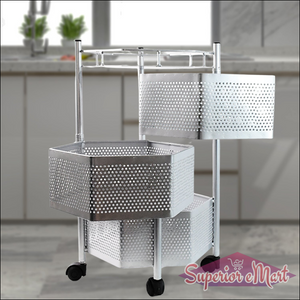 Premium 3-layer Hexagon Kitchen Storage Trolley With Wheels (1 Pc) - Superior eMart