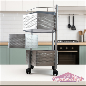 Premium 3-layer Hexagon Kitchen Storage Trolley With Wheels (1 Pc) - Superior eMart
