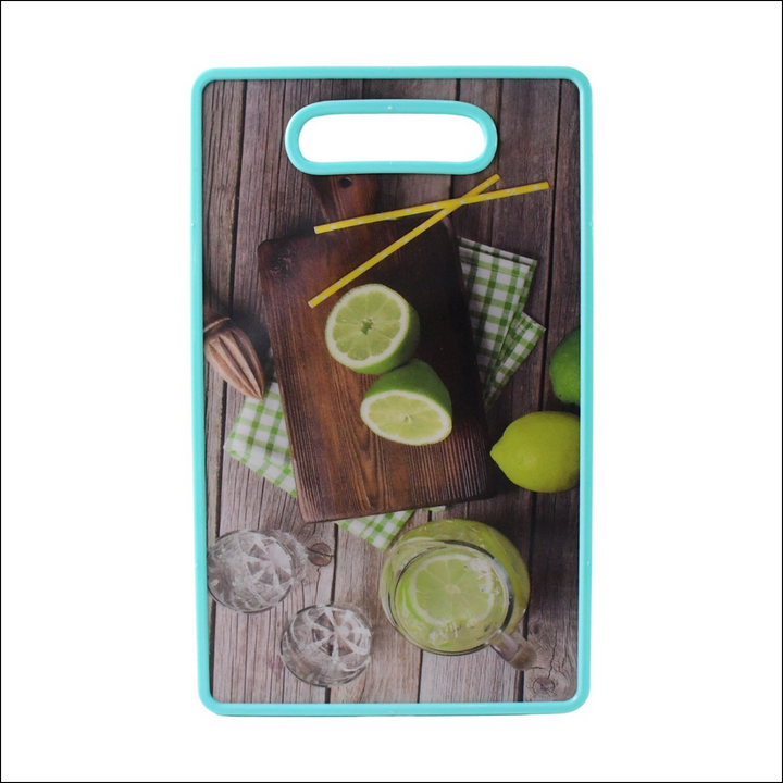 Premium multipurpose cutting board with vibrant fruit design and easy-grip handle