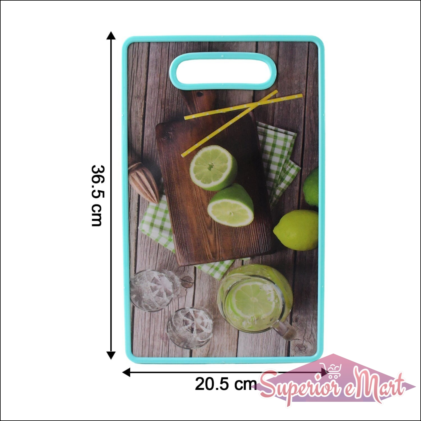 Superior eMart premium multipurpose cutting board with vibrant fruit and drink design for kitchen use