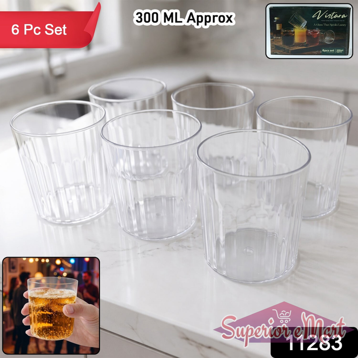 Premium Transparent Drinking Glass Set (6 Pc Set 300 Ml Approx)