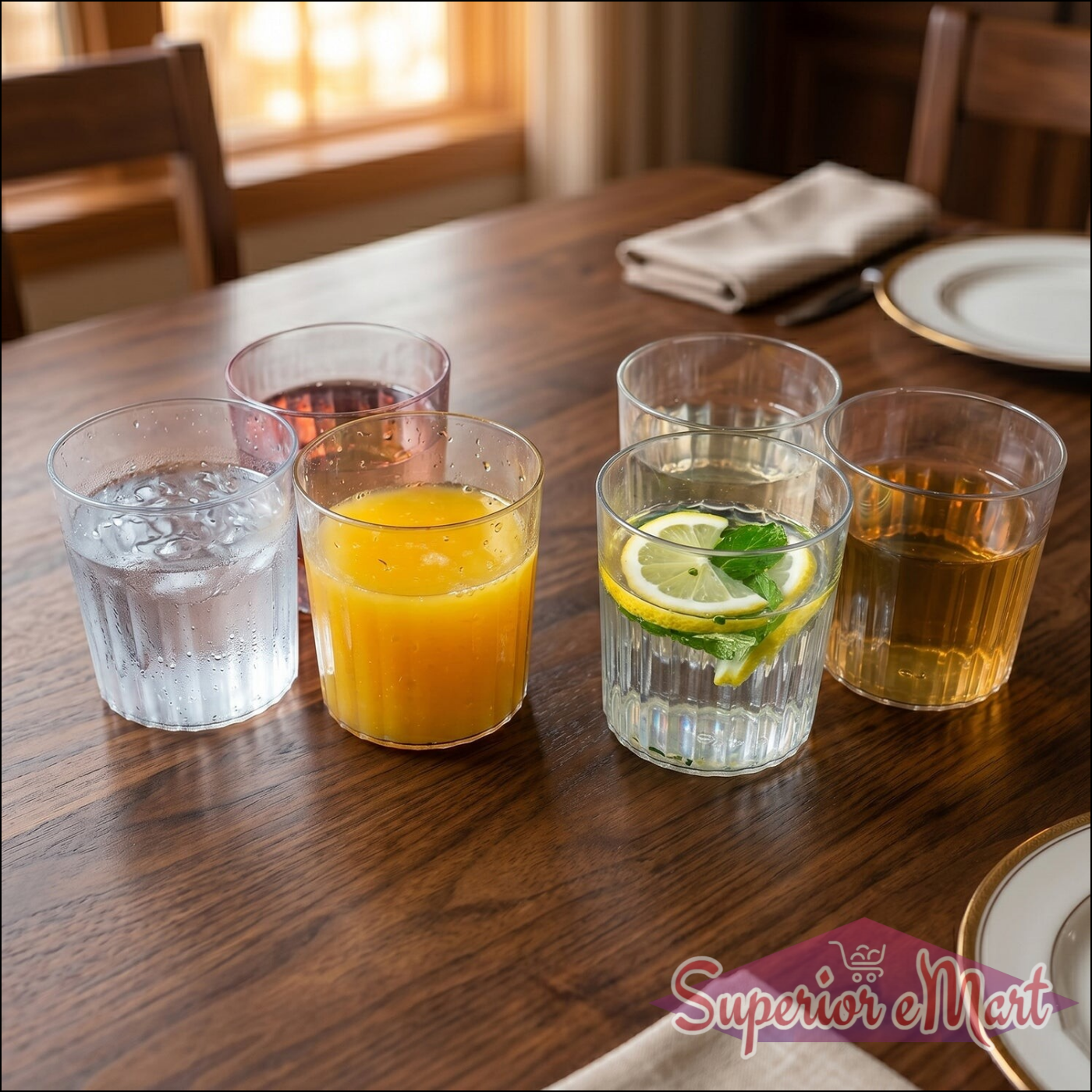 Premium Transparent Drinking Glass Set (6 Pc Set 300 Ml Approx)