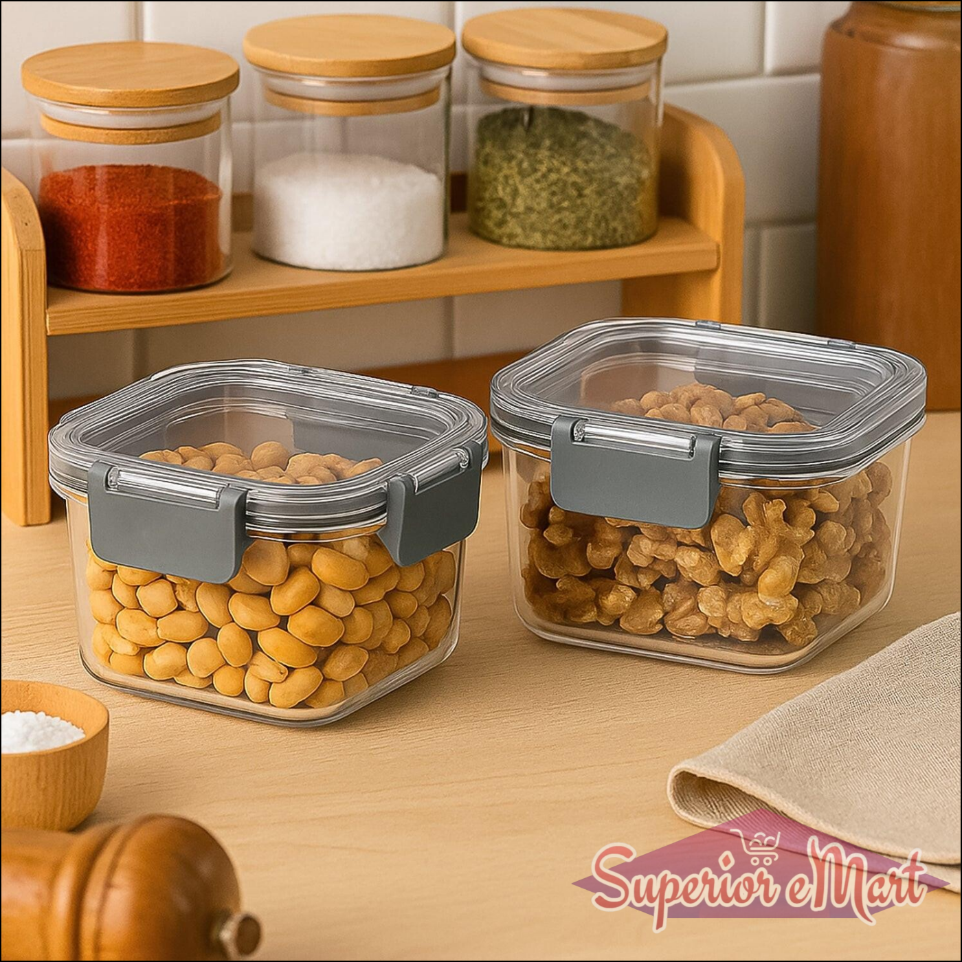 Press N Lock Airtight Food Storage Container Set (2pc450ml) - Superior eMart