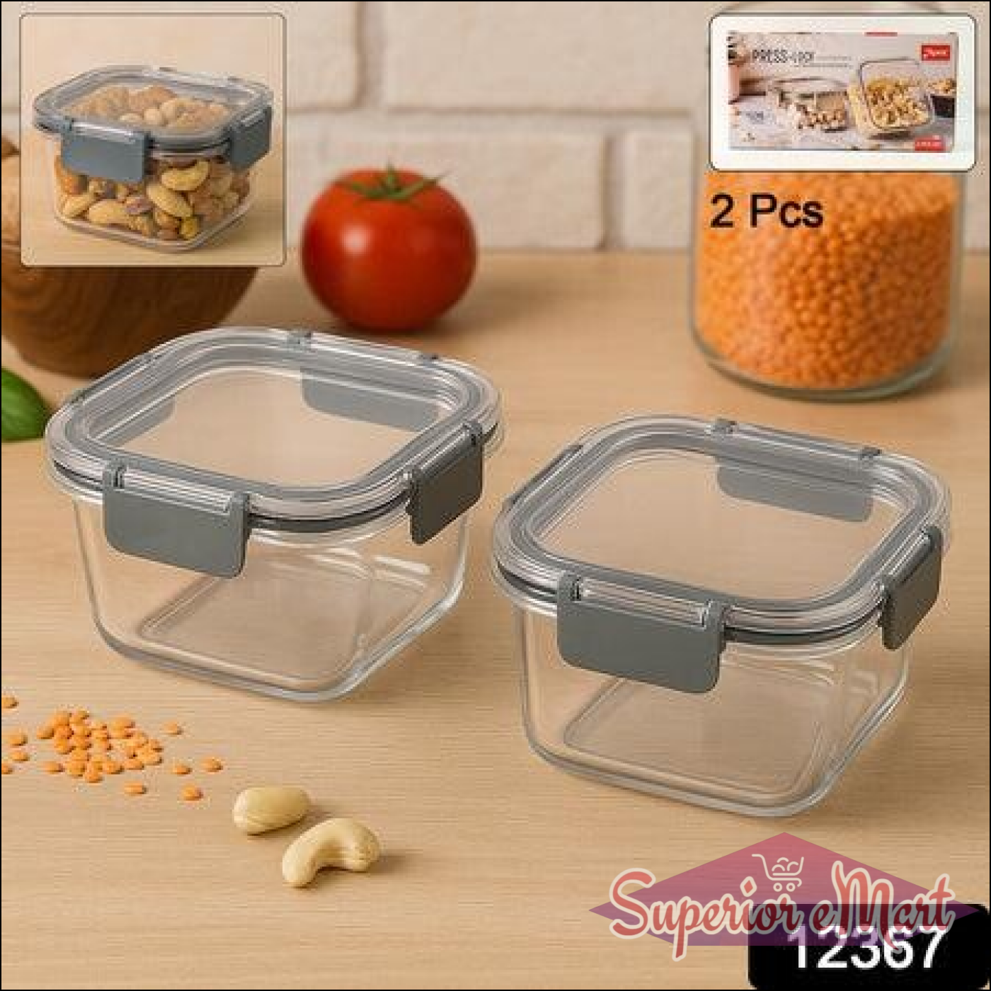 Press N Lock Airtight Food Storage Container Set (2pc450ml) - Superior eMart
