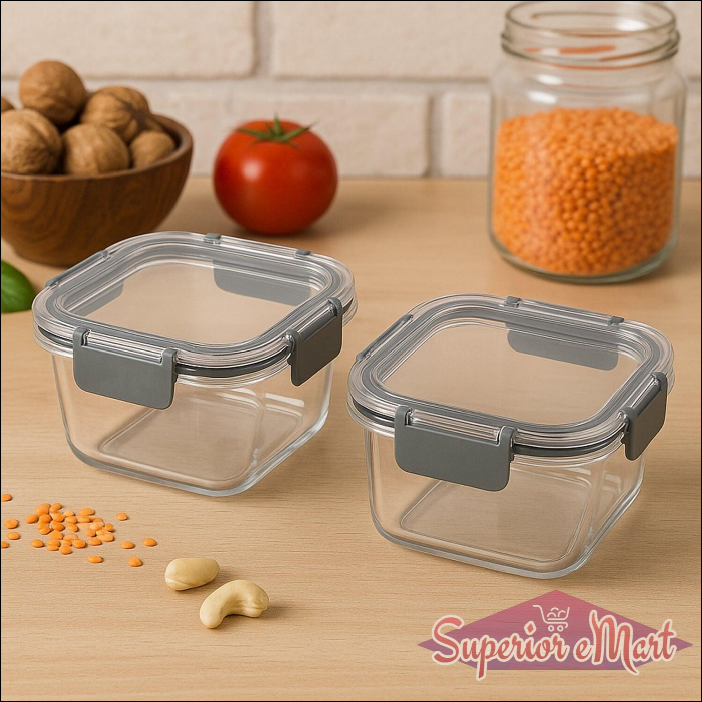 Press N Lock Airtight Food Storage Container Set (2pc450ml) - Superior eMart