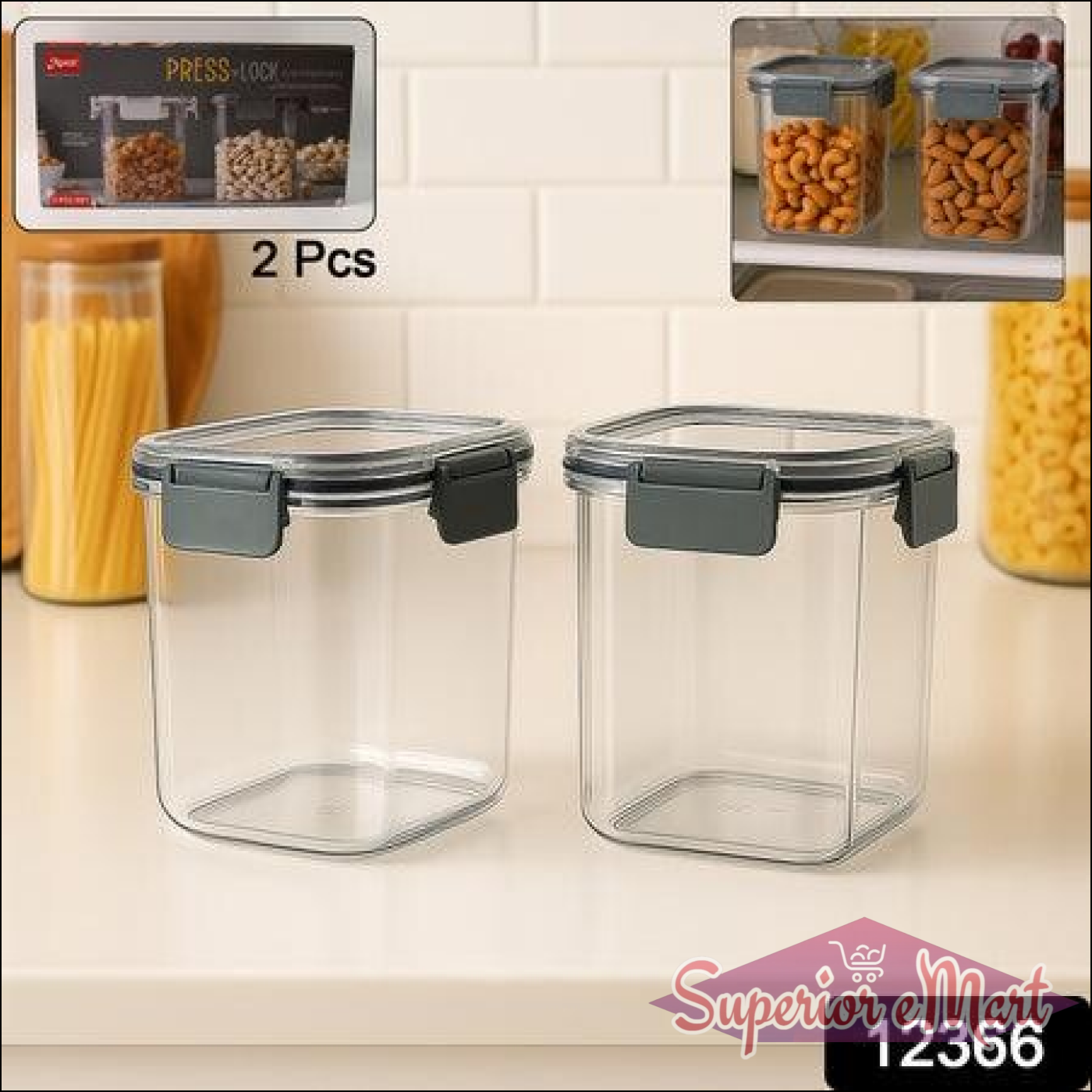 Press N Lock Airtight Food Storage Container Set (2pc900ml) - Superior eMart