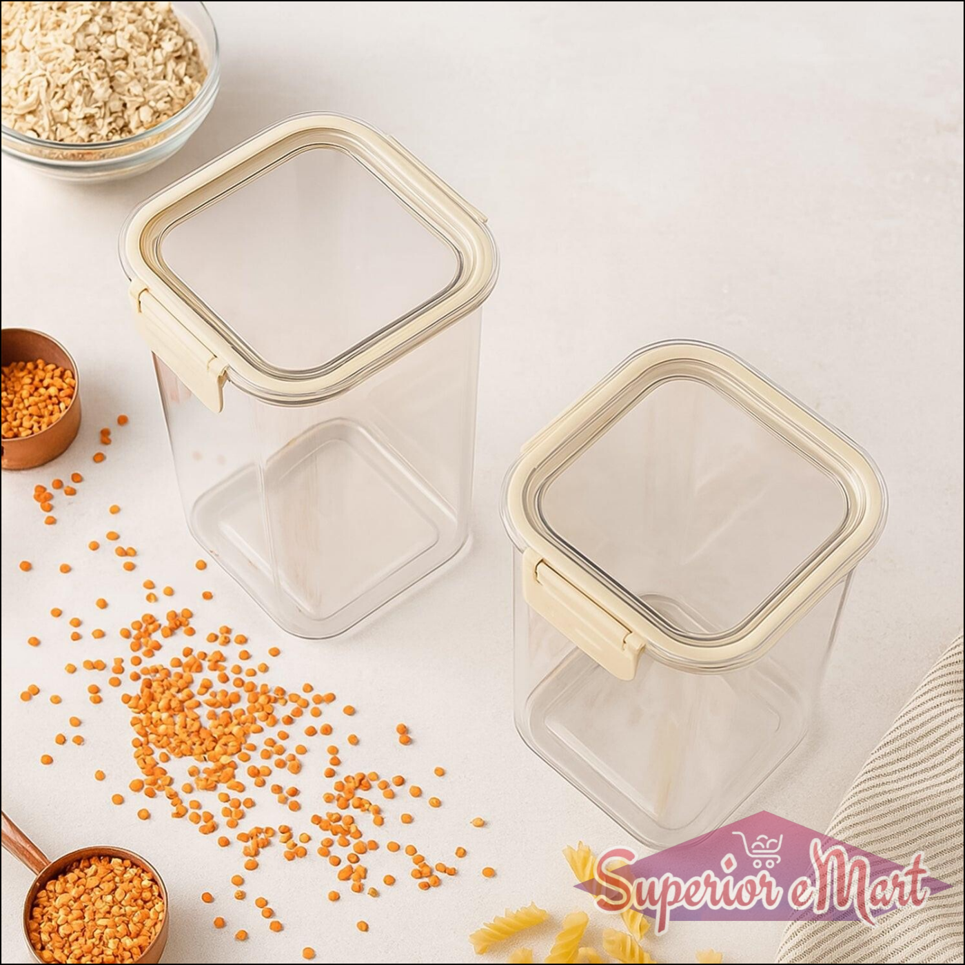 Press N Lock Airtight Kitchen Storage Container Set (2pc1400ml) - Superior eMart
