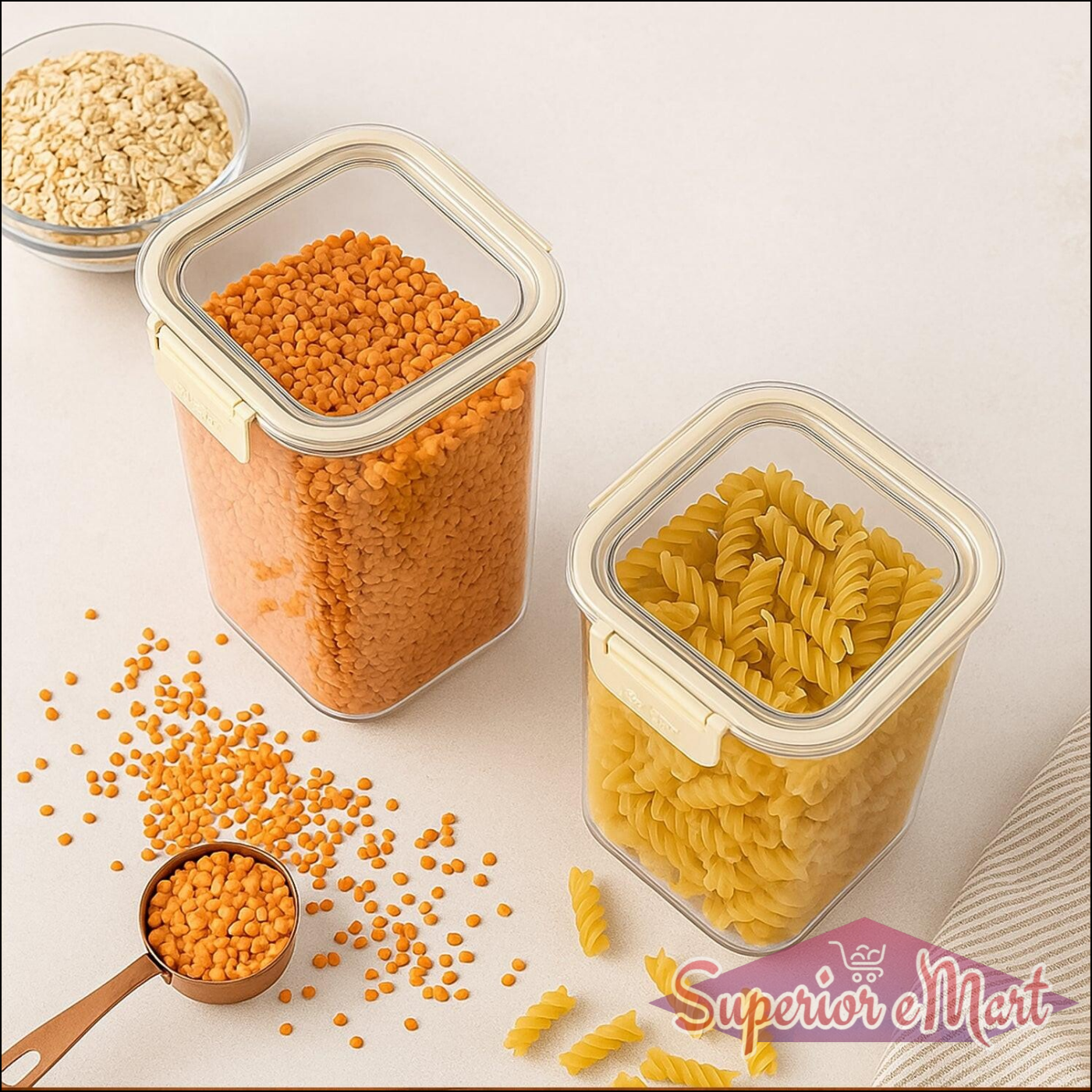Press N Lock Airtight Kitchen Storage Container Set (2pc1400ml) - Superior eMart