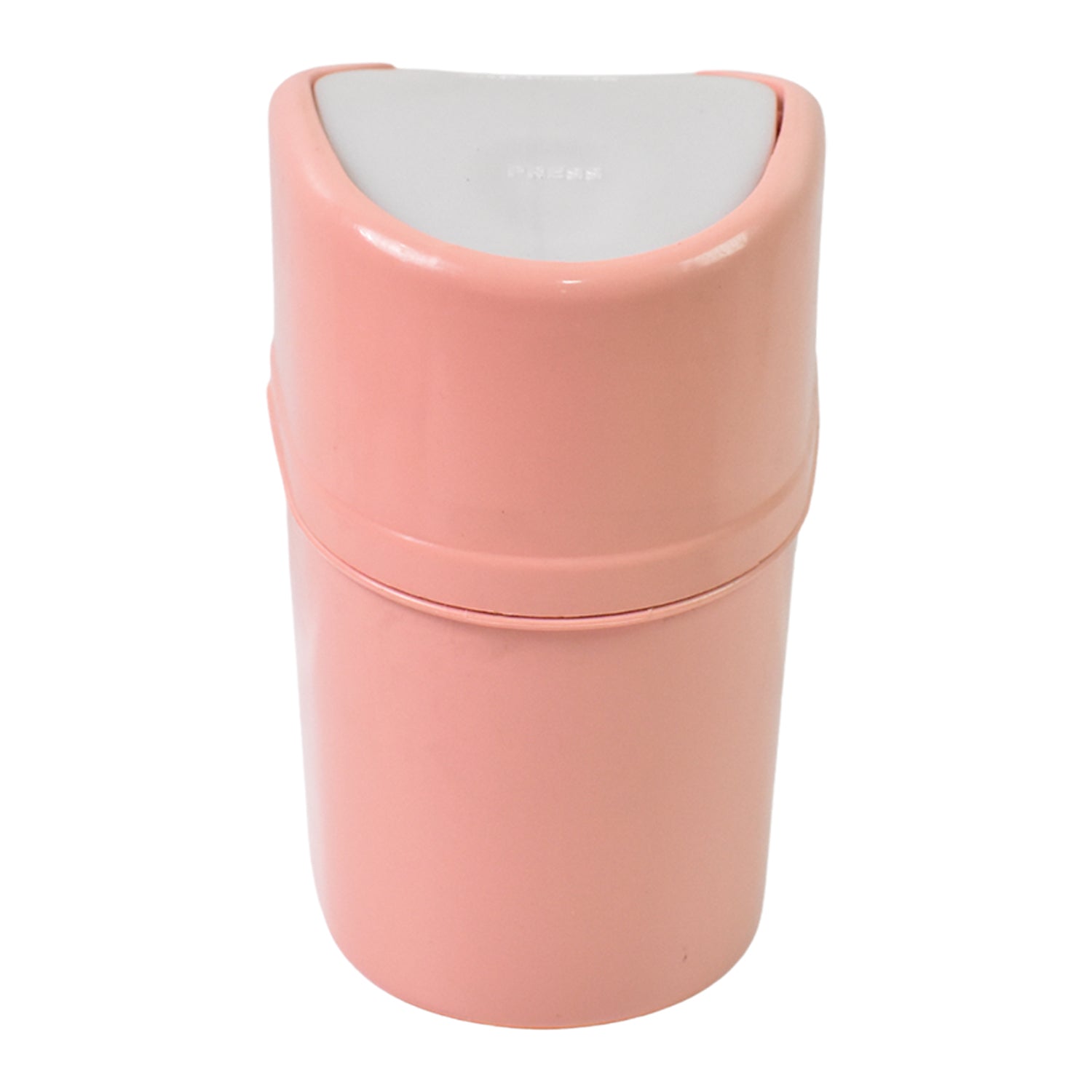 Pink mini trash can with lid for convenient waste disposal in home and kitchen spaces