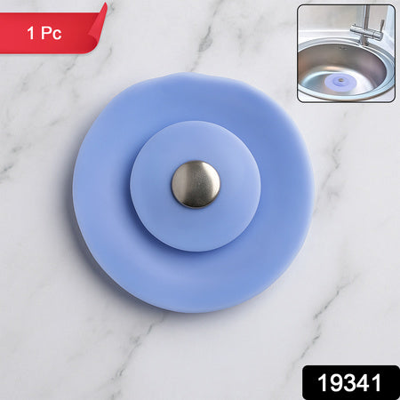2-in-1 Blue Silicone Sewer Sink Sealer Cover Drainer (Multicolour  1 Pc)