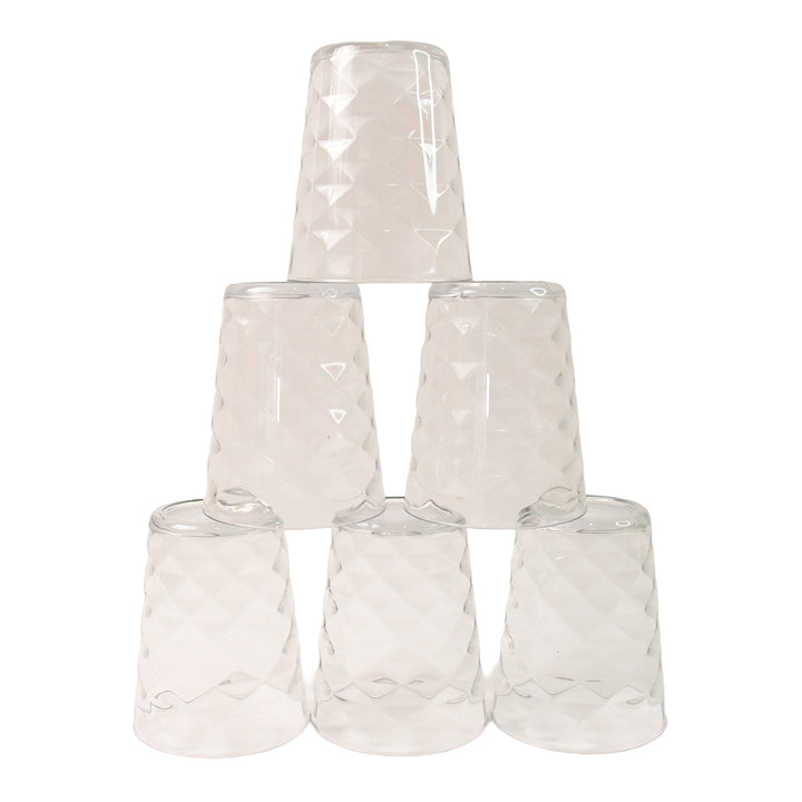 Pyramid design unbreakable glass set stacked for durability and elegant home use