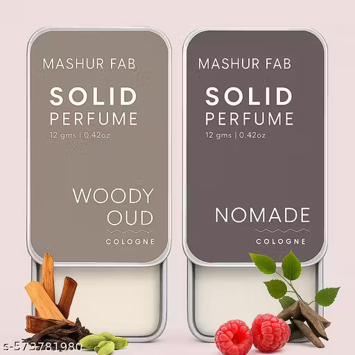 Solid Perfume Duo – Woody Oud & Nomade – Long Lasting Solid Cologne for Men & Women – Travel Friendly, Alcohol-Free, Natural Fragrance