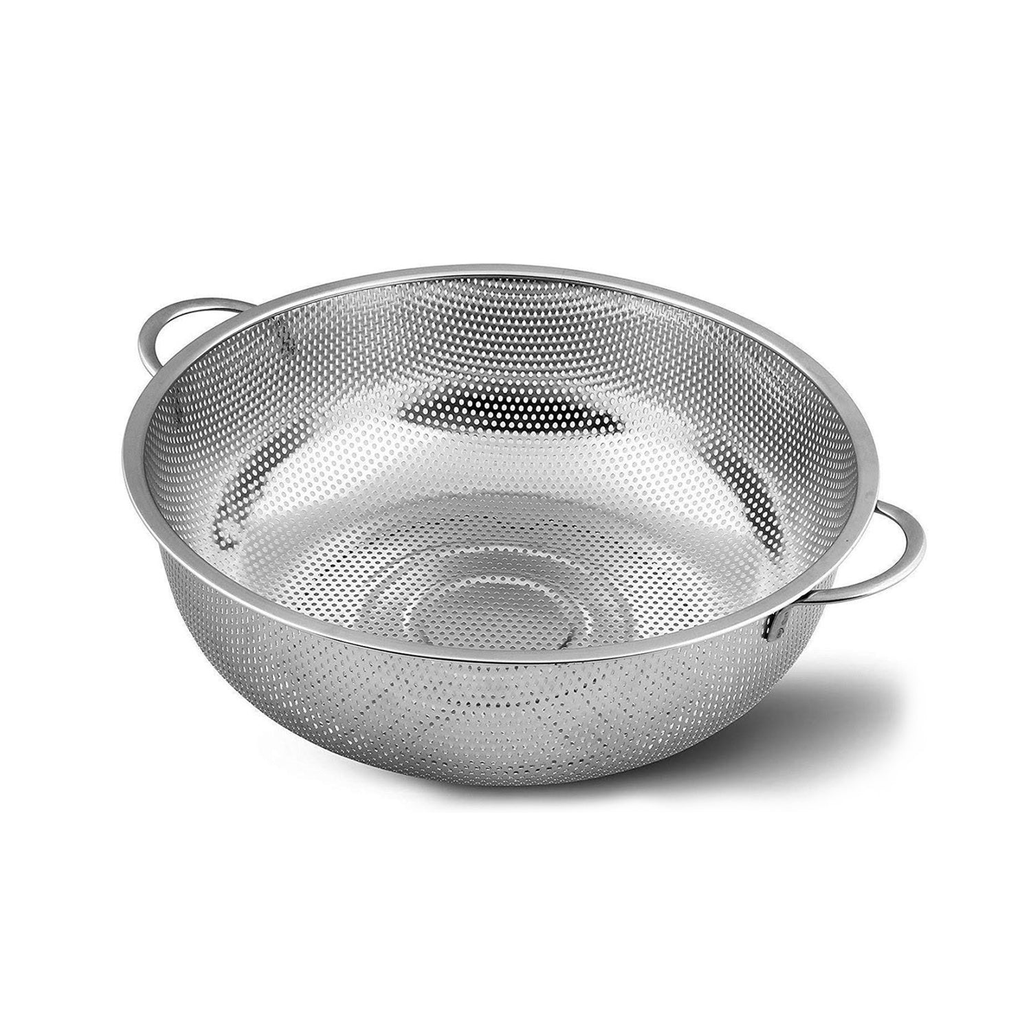 Stainless Steel Colander With Handle | Large Metal Mesh Basket Strainer For Pasta, Spaghetti, Berry, Veggies, Fruits (1 Pc  25.5 Cm)