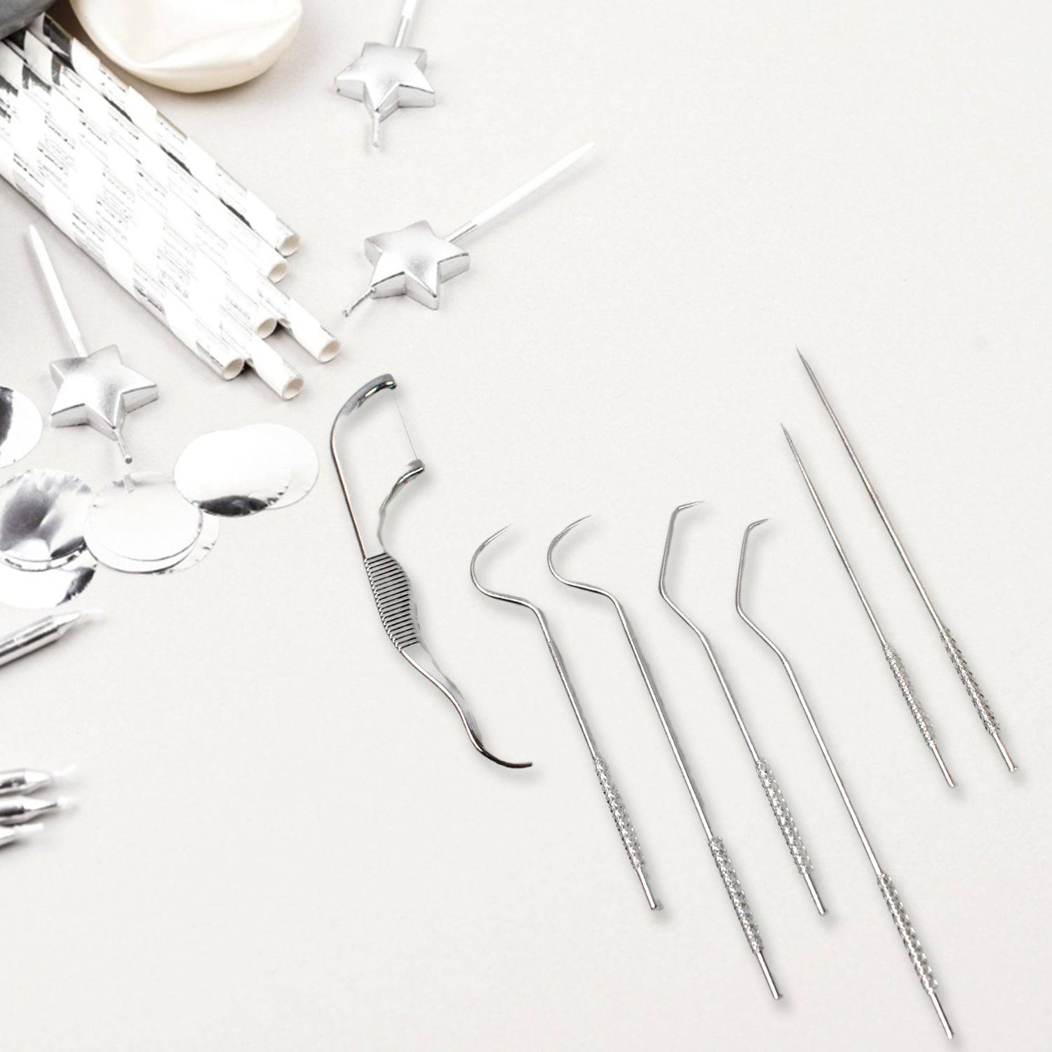 7 In 1 Stainless Steel Toothpick Flossier Set (1 Set  With Case) - Superior eMart