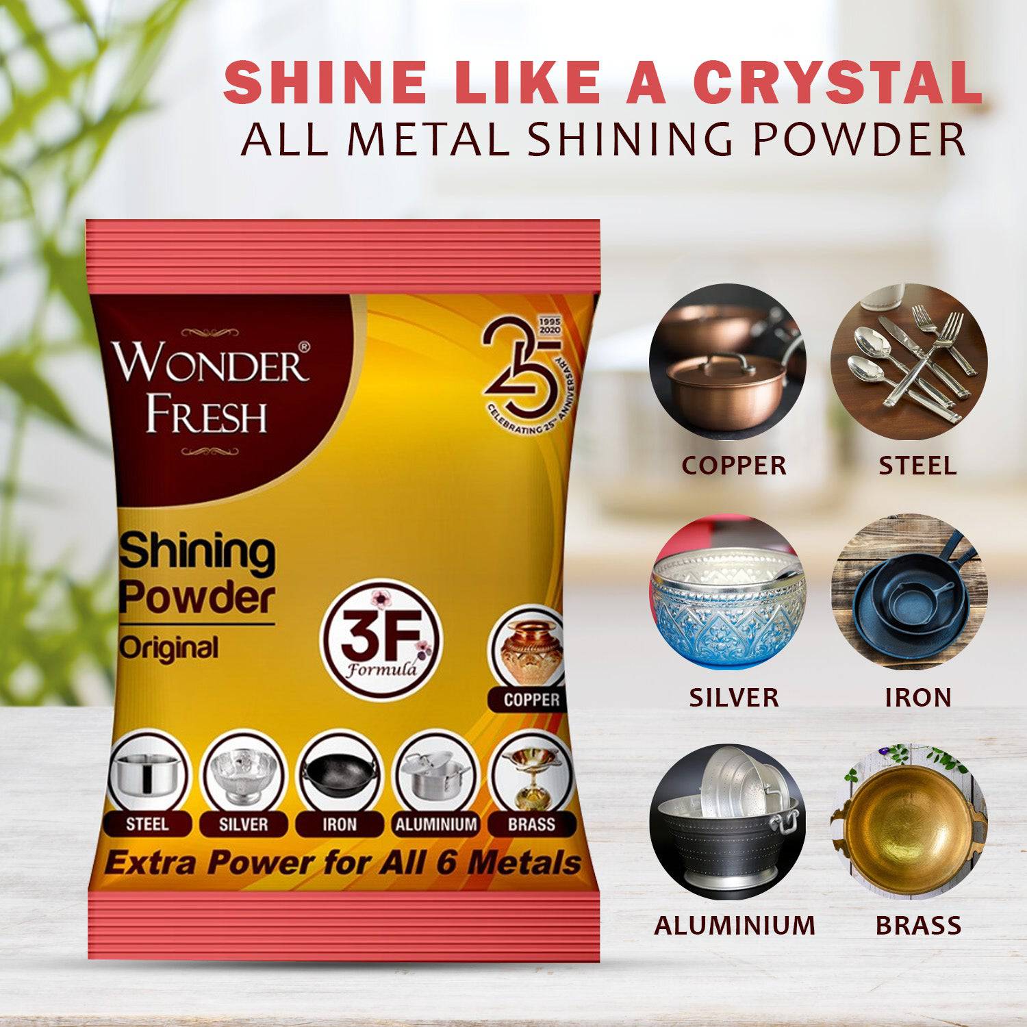 Shining Powder Cleans And Polishes Copper Brass Silver Aluminum Iron And Steel Removes Tarnish And Oxidation (200 Gm) - Superior eMart