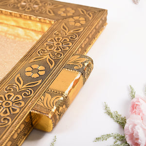 Golden rajwadi style Serving tray with intricate floral patterns from Superior eMart