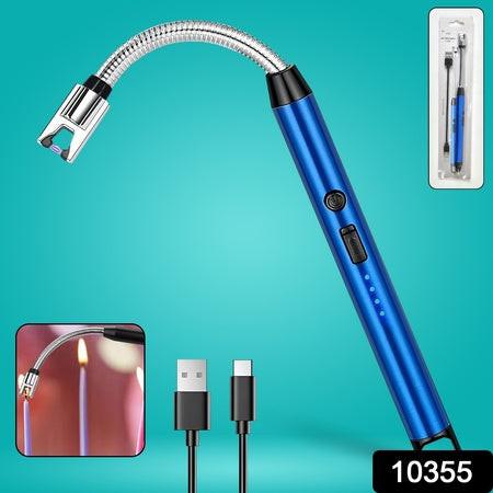 Rechargeable electric arc lighter with flexible neck and USB charging cable for candles and grills