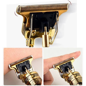 Close-up of Dropdash rechargeable T-blade hair trimmer for men with precise cutting edges