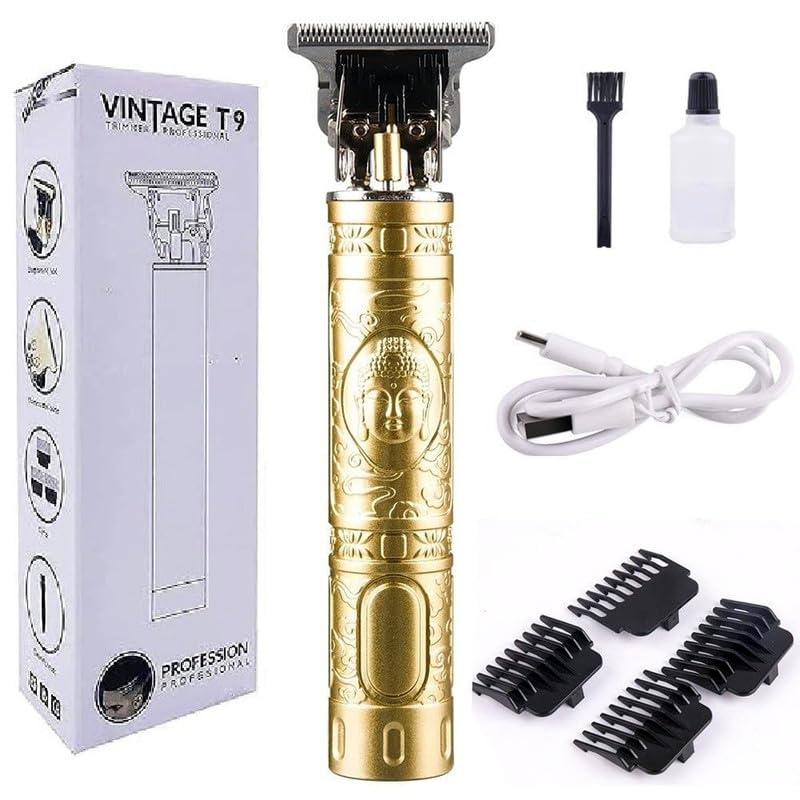 Dropdash Vintage T9 rechargeable T-blade hair trimmer for men with accessories including combs and cleaning oil