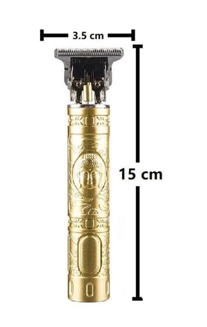 Dropdash rechargeable T-blade hair trimmer for men with a stylish gold design and precise cutting edge
