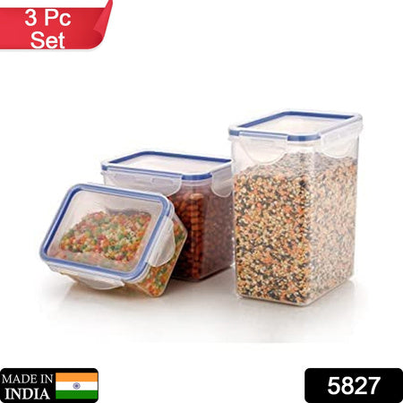 Set of 3 rectangle food storage containers for organizing and preserving kitchen ingredients