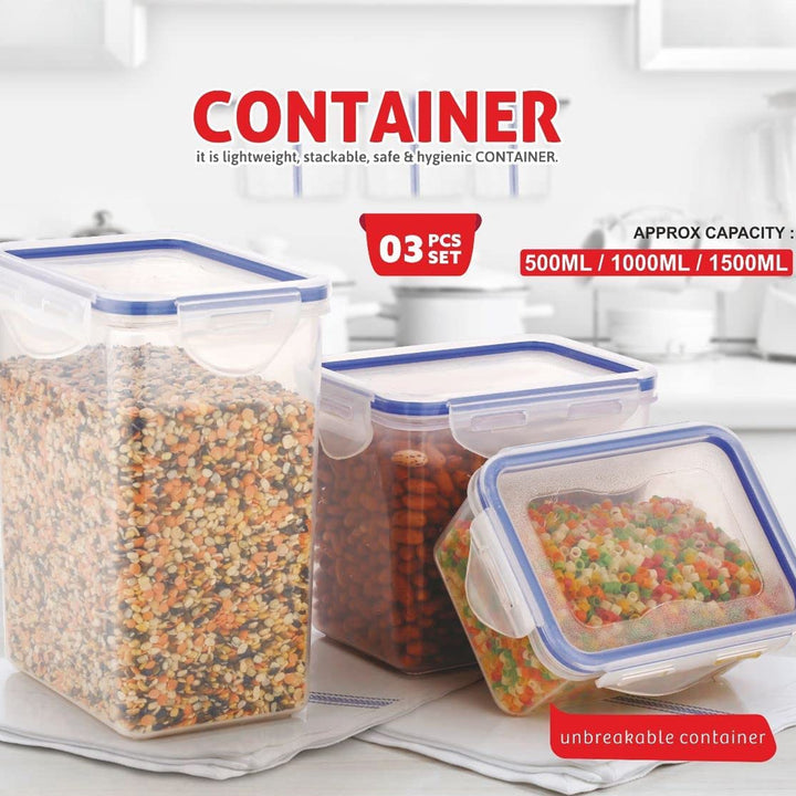 Superior eMart rectangle food storage containers in three sizes for organizing dry foods