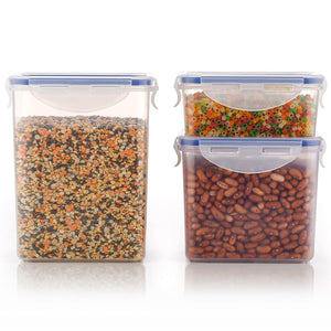 Durable rectangle food storage containers with airtight lids for organizing beans and seeds