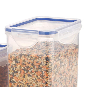 Clear rectangle food storage containers with airtight lids for organizing grains and legumes