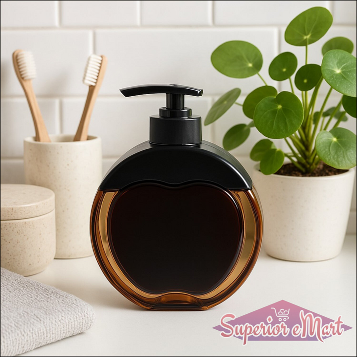 Stylish refillable liquid soap dispenser with an apple-shaped design, perfect for modern kitchens