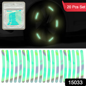 Reflective car wheel stickers set of 20 pieces designed for enhanced visibility and safety at night