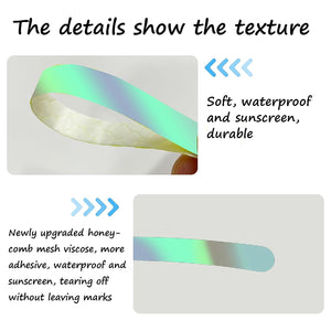Reflective car wheel stickers showing soft, waterproof texture and durability for enhanced vehicle visibility