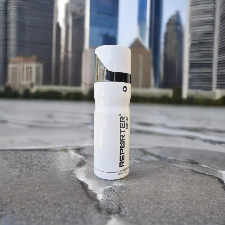 Reporter Midday Fragrance Spray 200ml in a sleek white bottle ideal for daily use or special occasions