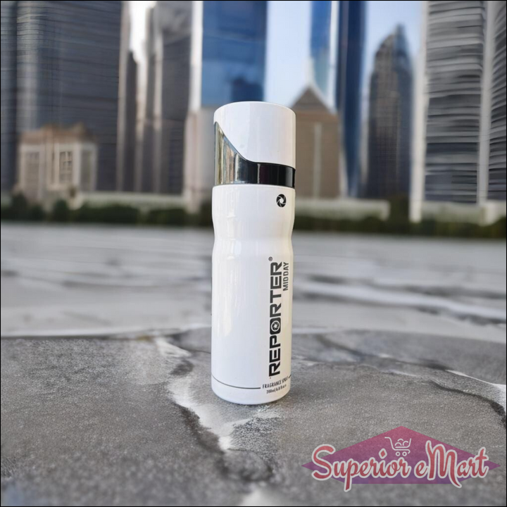 Reporter Midday Fragrance Spray 200ml in a sleek white bottle ideal for daily use or special occasions