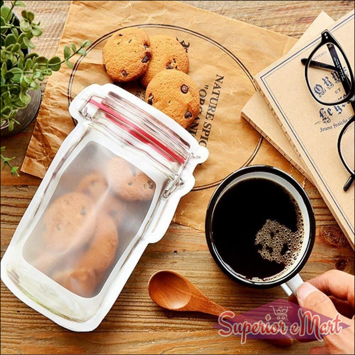Reusable Airtight Seal Food Storage Mason Jar Zipper (500ml) - Superior eMart