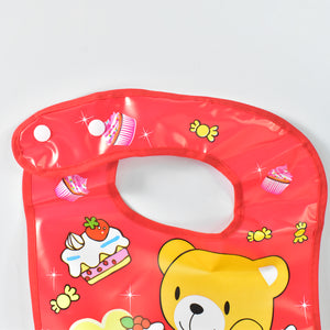 Colorful reusable baby bibs with fun bear design and food graphics for mess-free feeding