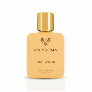 VN Aroma Rich Wood Unisex Perfume in a stylish gold bottle for a luxurious scent experience