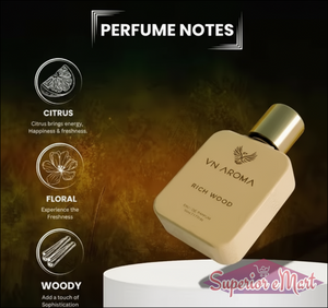 VN Aroma Rich Wood Unisex Perfume with citrus and floral notes for a fresh and woody fragrance