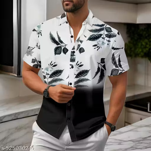 Men's Ocean Blue Floral Gradient Shirt
