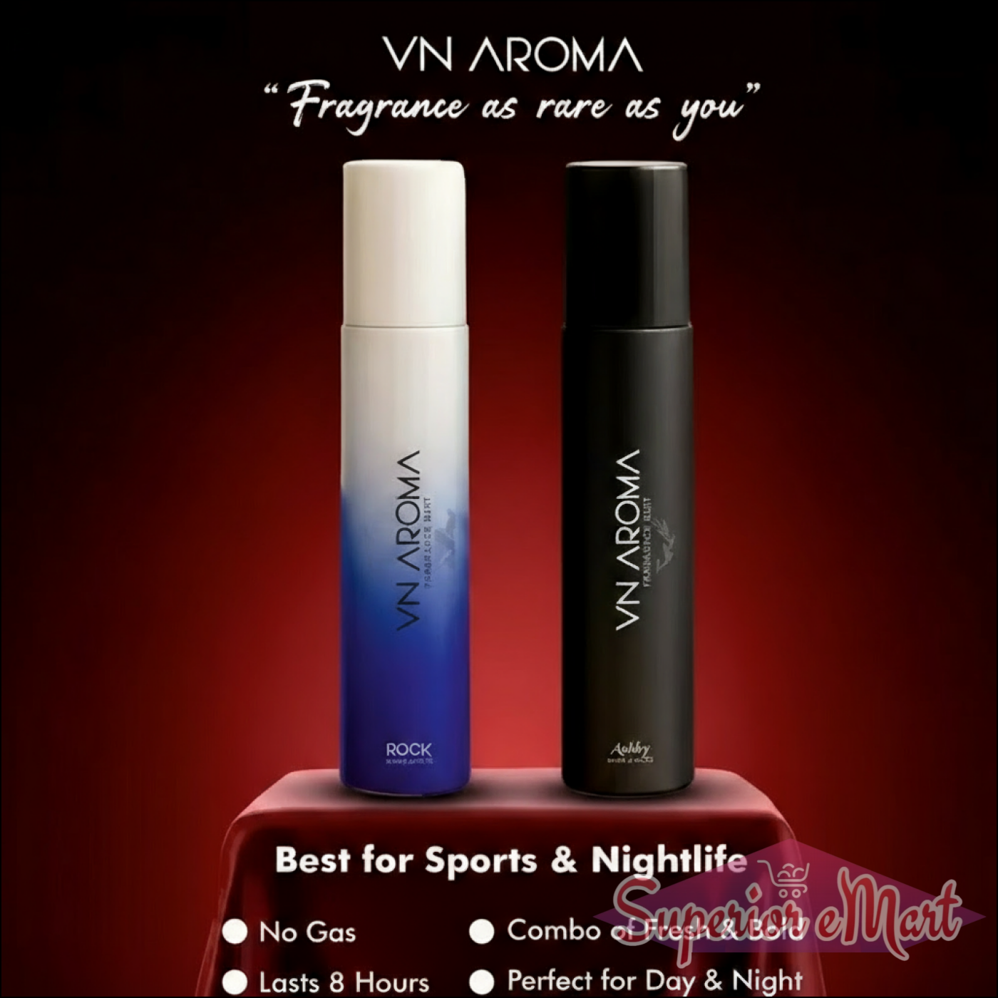 VN Aroma Long Lasting Deodorant Combo Pack in Rock and Ashly Scents for Sports and Nightlife