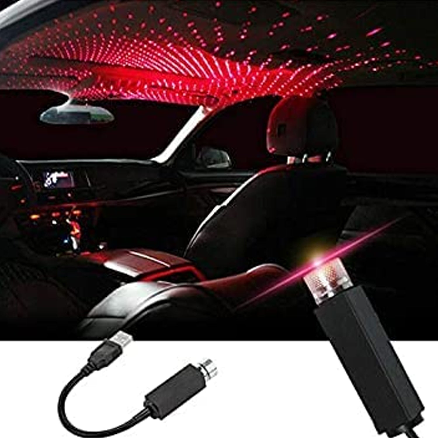 Romantic car ceiling lights with red laser projection for enhancing your driving experience