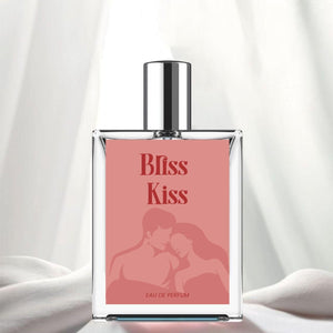 Bliss Kiss Romantic Kiss Perfume bottle with a romantic couple silhouette design