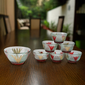 Rose glass dessert bowl set featuring floral designs for elegant dining and serving desserts