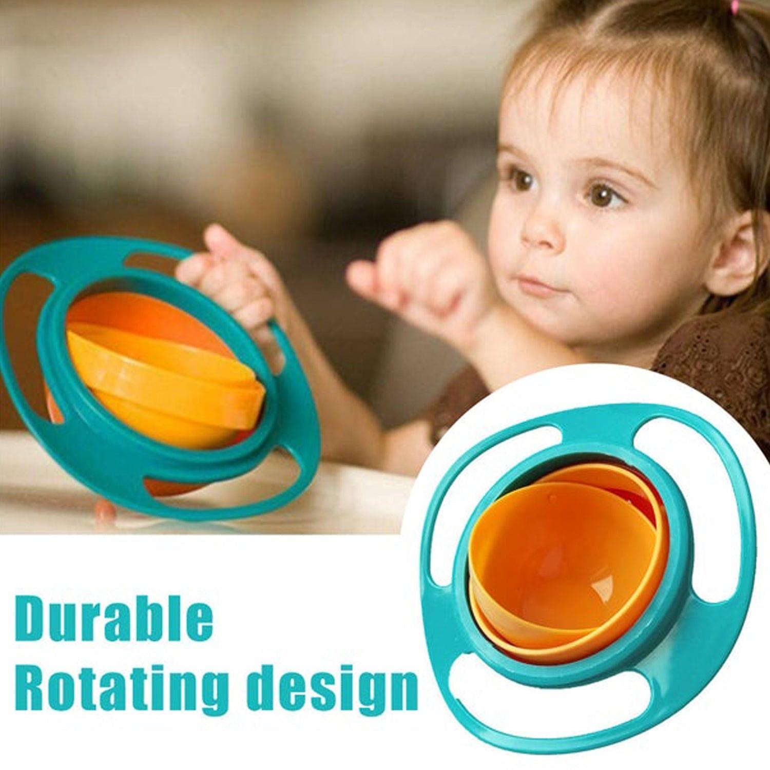 Durable rotating baby bowl designed for easy handling and mess-free feeding for infants