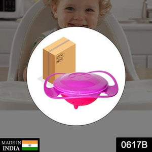 Superior eMart rotating baby bowl in pink for mess-free mealtime with easy grip handles