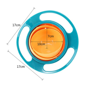 Superior eMart rotating baby bowl with measurement details and vibrant colors for easy feedings