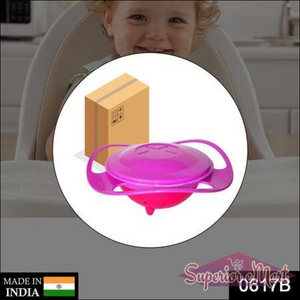 Superior eMart rotating baby bowl in pink for mess-free mealtime with easy grip handles