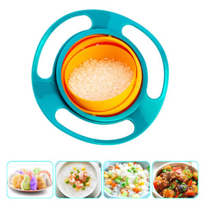 Colorful rotating baby bowl designed for easy meal serving and portion control for infants